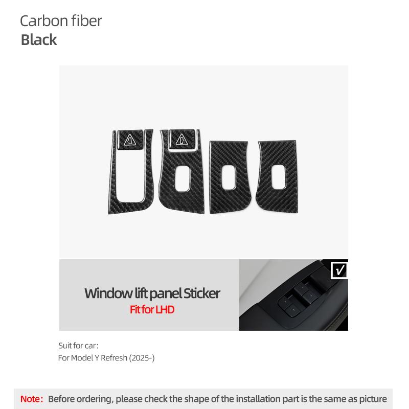 For Tesla 2019- Model 3 Highland Model Y Juniper Carbon Fiber Window Lift Panel Trim Sticker Car Interior Tuning Accessories