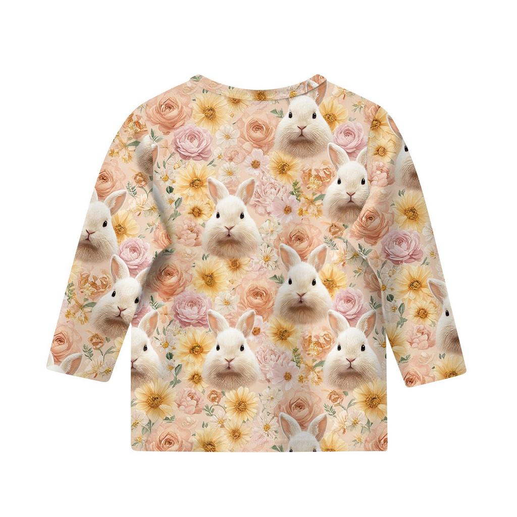 Kinder 3/4 Ärmel Tops Casual Print T Shirt Rundhals Pullover Bluse