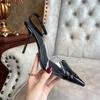Fashion 2025 Pointy High Heels With New Temperament Transparent Pvc Patent Leather Black Sexy Overhead Sandals Women'S Single Shoes