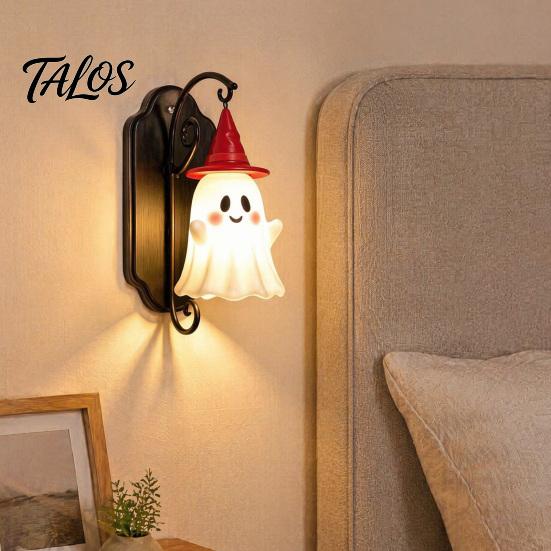 Festliche Eingangshalle Dekoration Niedliche Geist Wandleuchte, Zaubererhut Lampe, Dekorative Warmweiße Aufputzlampe Halterung für Halloween Haus Flur Schlafzimmer