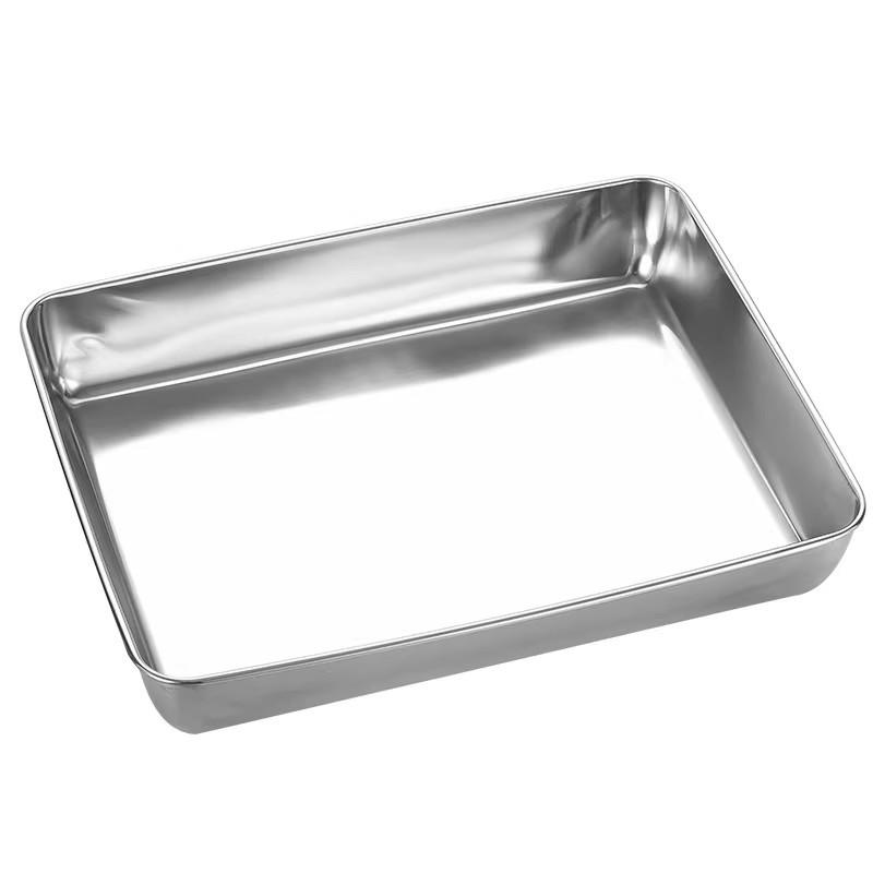 Stainless Steel Square Tray with Lid and Fresh-Keeping Magnetic Box, Towel Display, Rectangular Basin