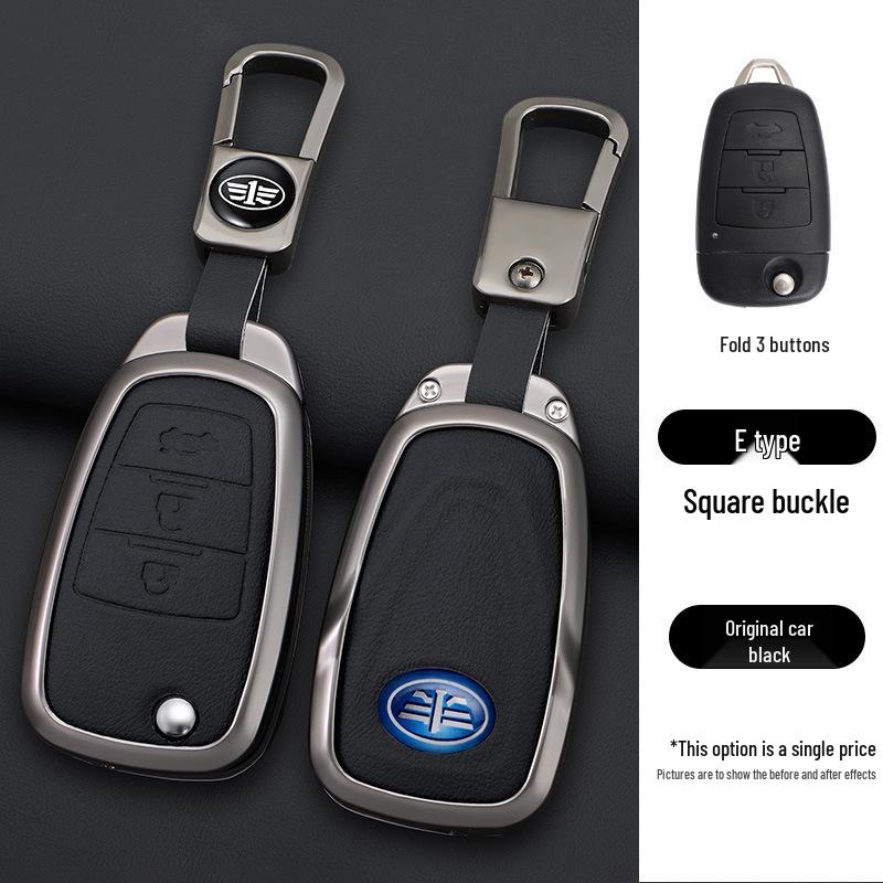 Genuine Leather Key Case for FAW Besturn X40 Remote Key with Buckle