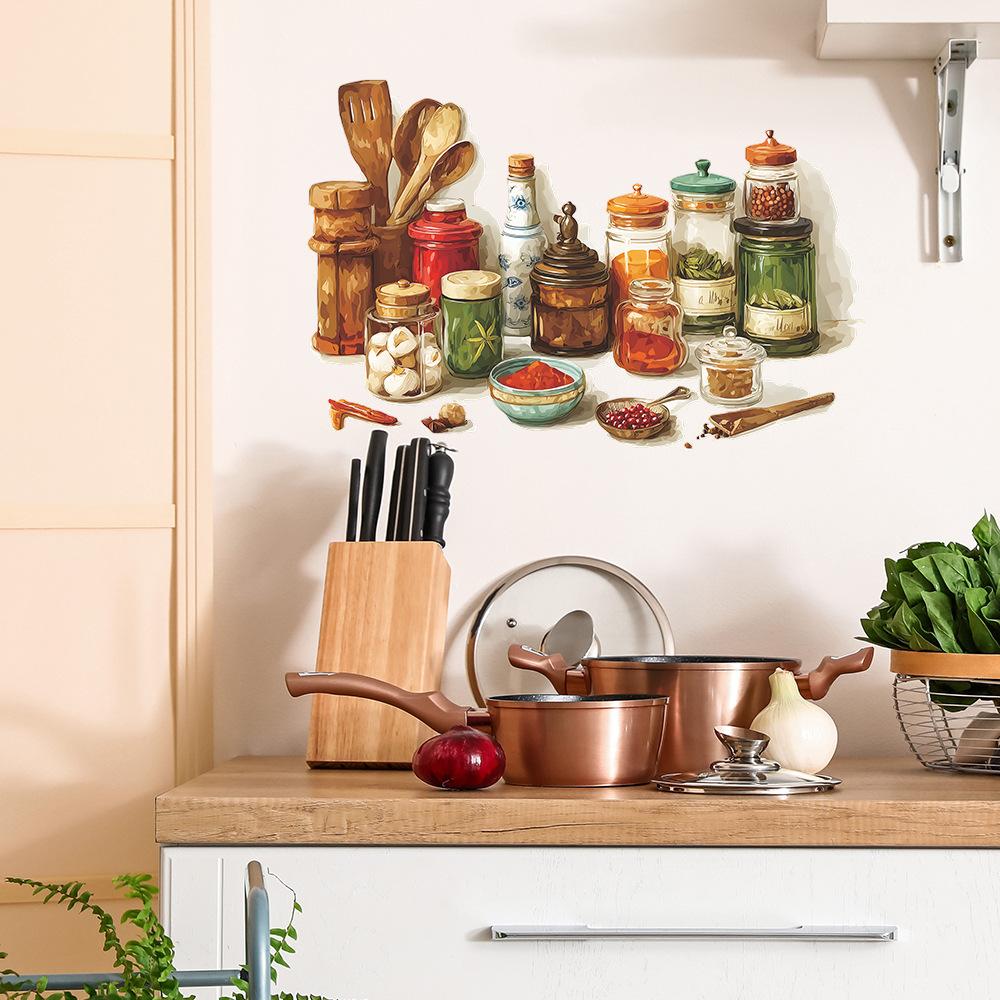 Creative Simulation of Ingredients and Seasonings, Kitchen and Restaurant Decoration and Beautification Stickers