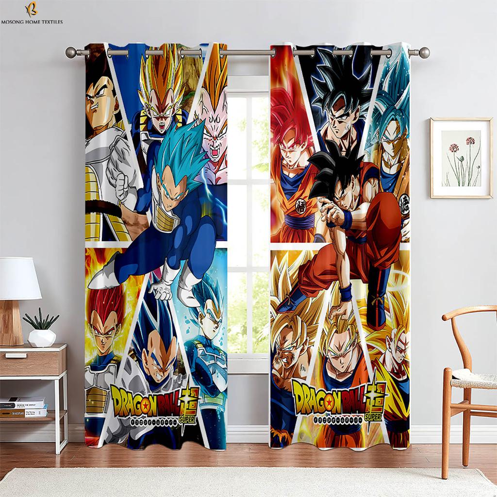 -Blooded Anime Cartoon Printed Curtains Boys And Girls Room Dormitory Decorative Curtains Easy To Wash And Care 2 Pieces