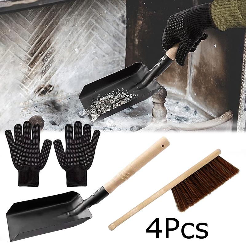 3PCS/SET Gloves Daily Necessities Iron Convenient Cleaning Kit Tidy Fireplace Tool Stove Brush Clean Iron Shovel