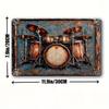 2d Flat 30*20cm, Vintage Drum Set Wall Art, Boho Style Decorative Wooden Sign, Multipurpose, for Living Room, Home Decor, Home Kitchen Garden, Bedroom