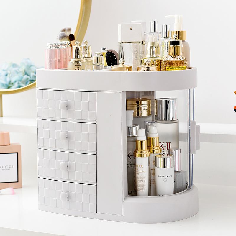 Klarer Acryl-Schminktisch-Organizer Große Kapazität Schubladen-integrierte Aufbewahrungsbox für Hautpflege Lippenstift Make-up