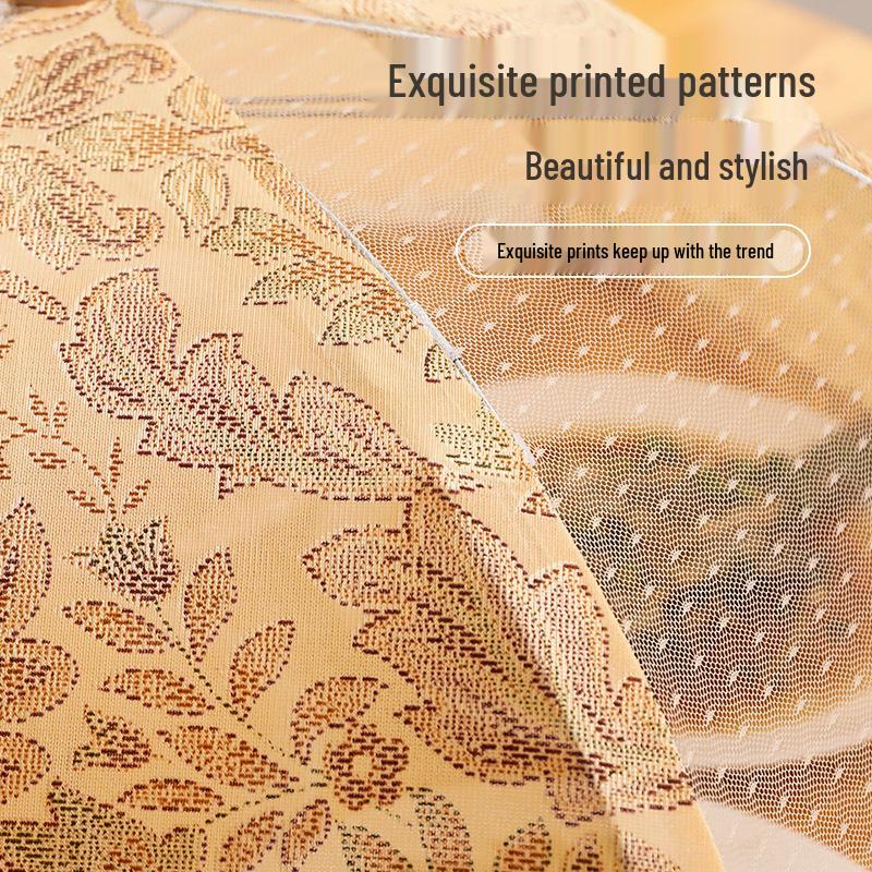 Foldable Dustproof Mesh Food Cover - Modern Minimalist Printed Umbrella Net for Table