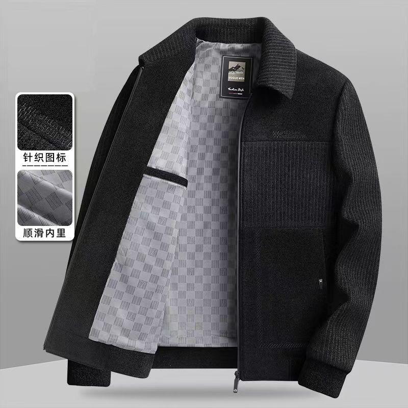 Spring and Autumn New Dad Jacket Medium and Old Jacket Men's Middle-aged Men's Loose Lapel Chenier Casual Jacket
