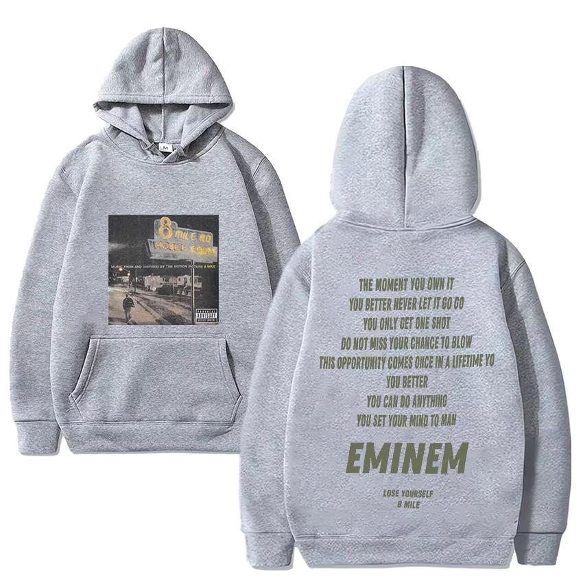 Hot Singer Eminem 8 mile Double Sided print Hoodie 2024 Men Women Casual Fleece Long sleeve Sweatshirt Unisex vintage pullovers