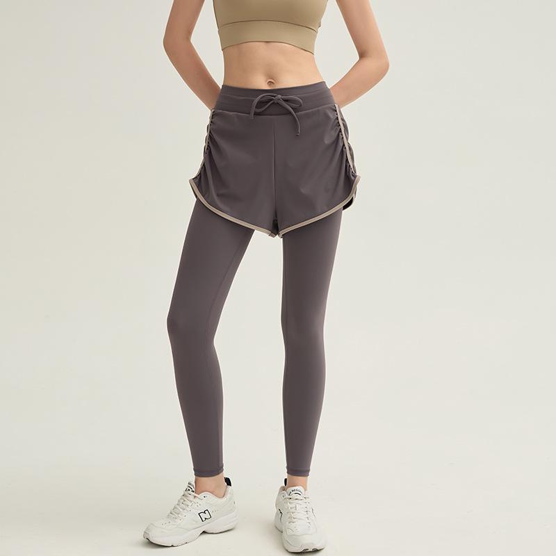 

Женские быстросохнущие леггинсы для бега и йоги два в одном: Спортивные брюки для похудения, облегающего кроя Large