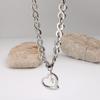 Custom Titanium Heart Pendant OT Clasp Necklace: Hip Hop Stainless Steel Polished Chain