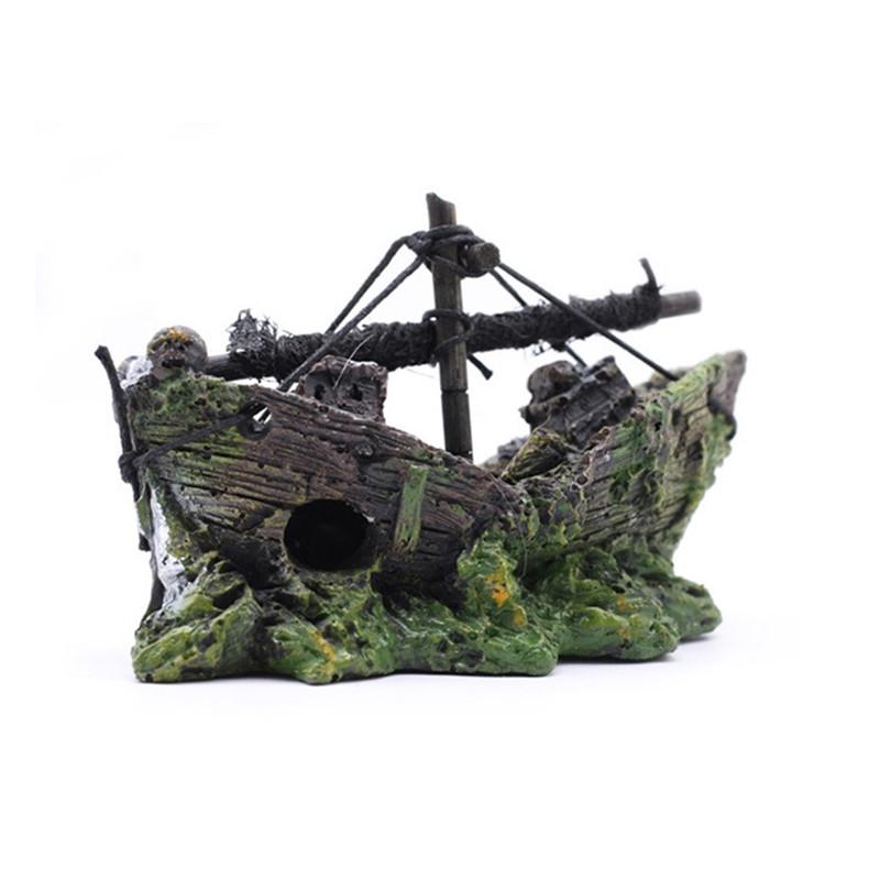 Fish Tank Shipwreck Pirate Ship Ornament Simulation Underwater World Fish Tank Landscape Ornament Resin Decoration