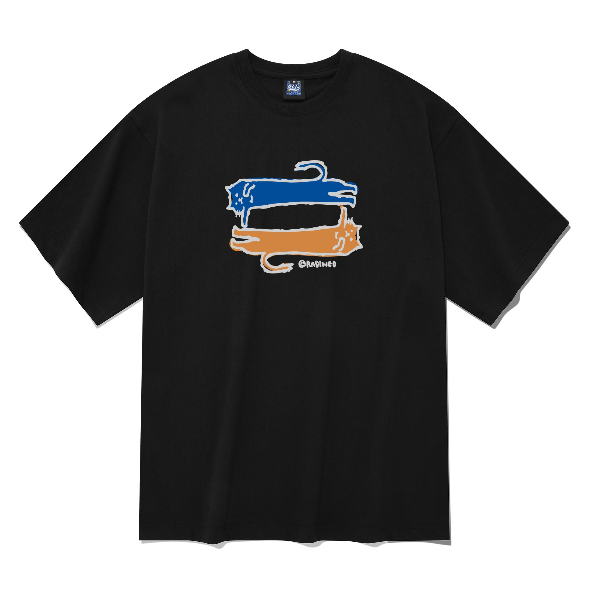 Radineo Long Cat Short Sleeve T-Shirt Black L