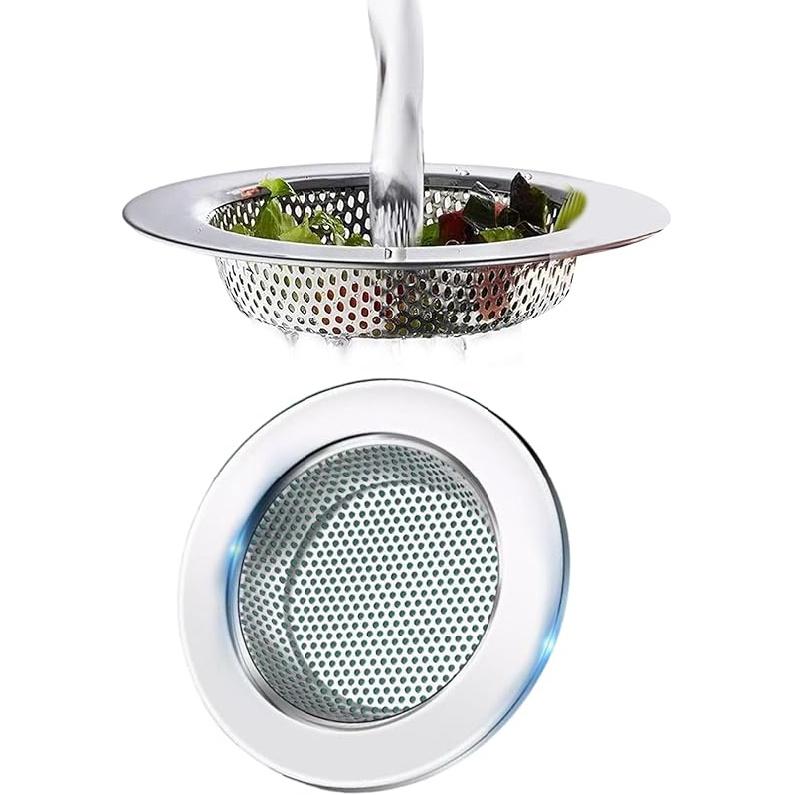 2 Pcs Sink Strainer for Most Kitchen Sink Drain Basket, Upgraded Kitchen Sink Strainer (Outer Diameter 4.4 Inch),Kitchen Sink Drain Basket. Stainless Bright Chrome (2 Pcs)