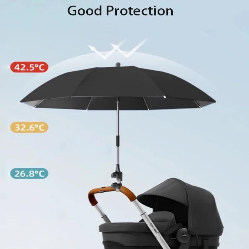 UV Protection Stroller Umbrella with Clamp - 360 °   Adjustable Universal Baby Pram Sunshade, 1PC