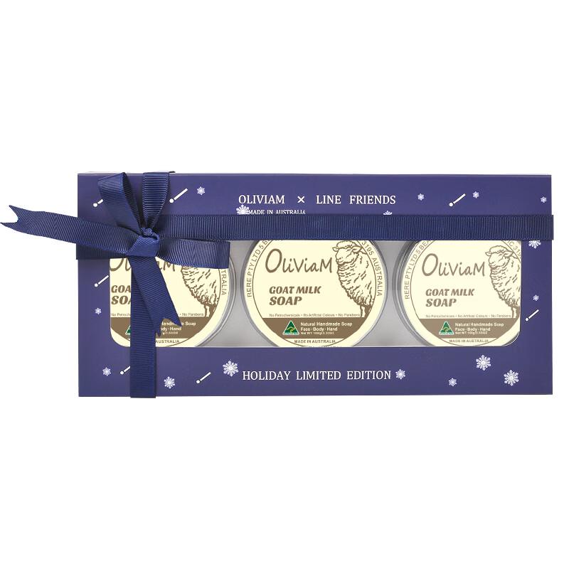 OLIVIAM Blue Storm Original Goat Milk Handmade Soap - 100g x 3 Set