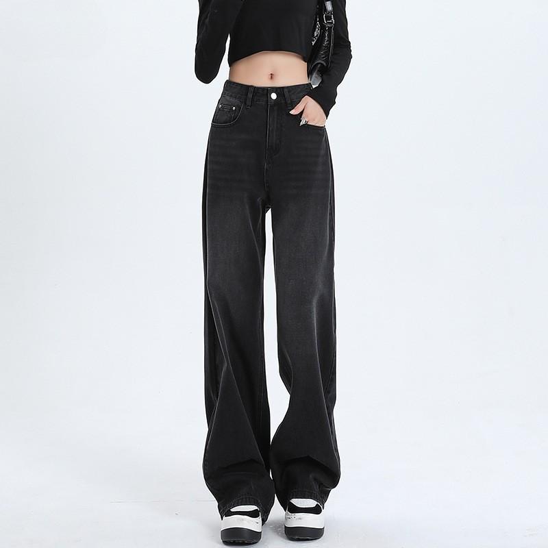 Women's High Rise Wide Leg Jeans Loose Fit Casual Washed Straight Denim Pants