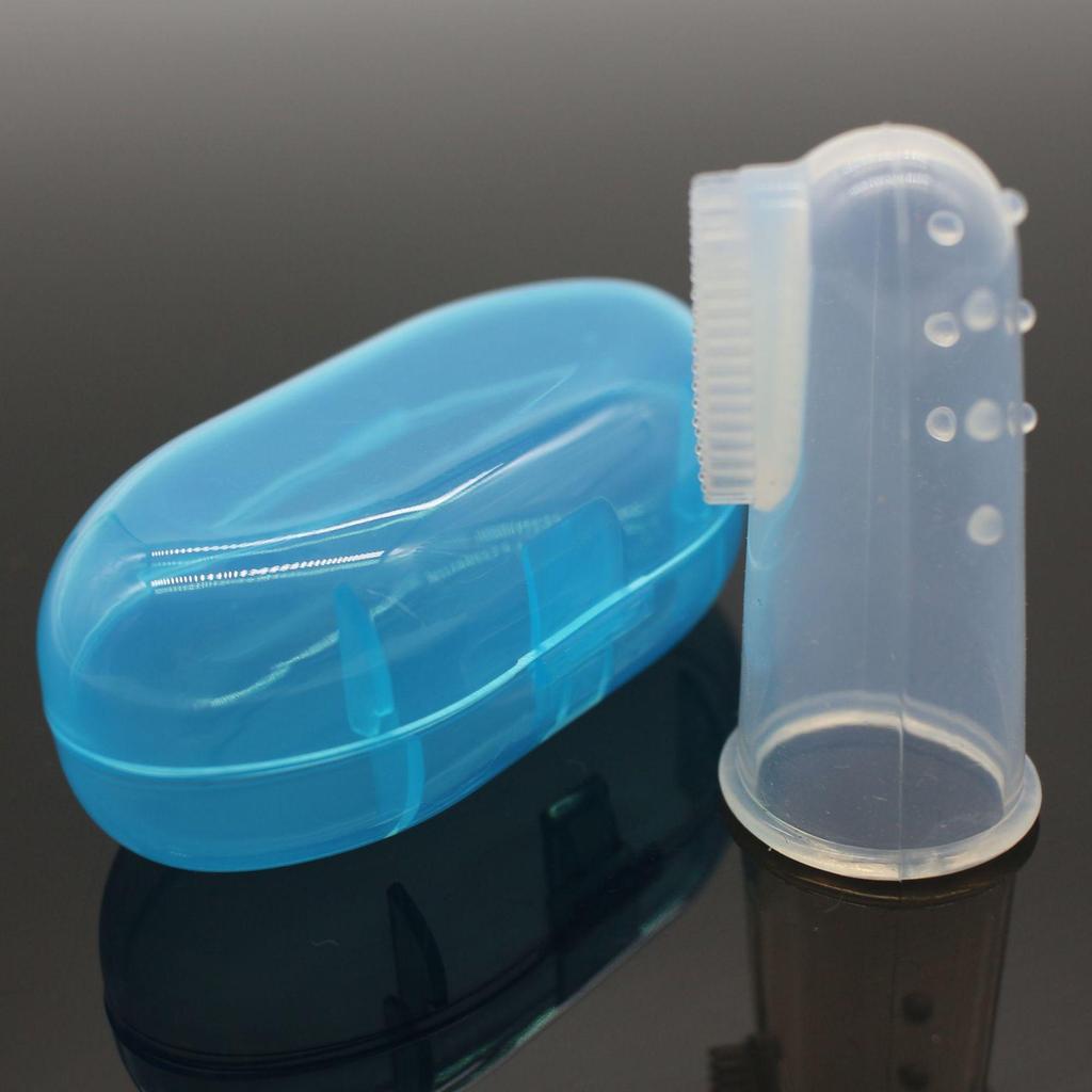 Mjuk Silikon Baby Finger Tandborste & Tungskrapa