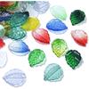 UR URLIFEHALL 100 Pcs Czech Glass Leaf Beads Colorful Leaves Beads Charms Top Drilled Beads for DIY Jewelry Crafts Earring Keychain Making