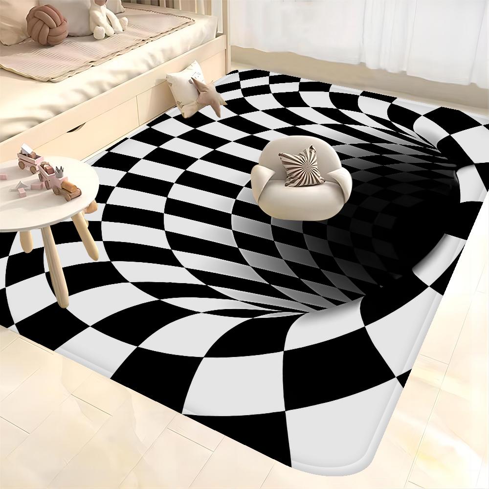 3D Vortex Illusion Fußmatte Waschbar Rutschfest Wohnzimmer Sofa Stühle Bereichsmatte Küche Fußmatte Bereichsteppich