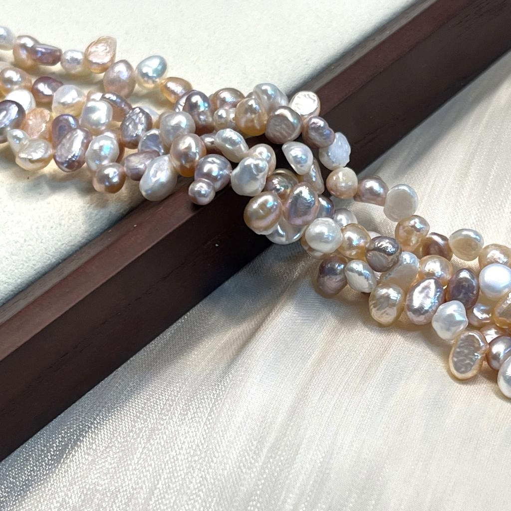 1String, Multicolor Natural Freshwater Pearls, Handmade Baroque Pearl Beads for Jewelry Making DIY Crafts (Beads 5-6mm, Length 36cm)