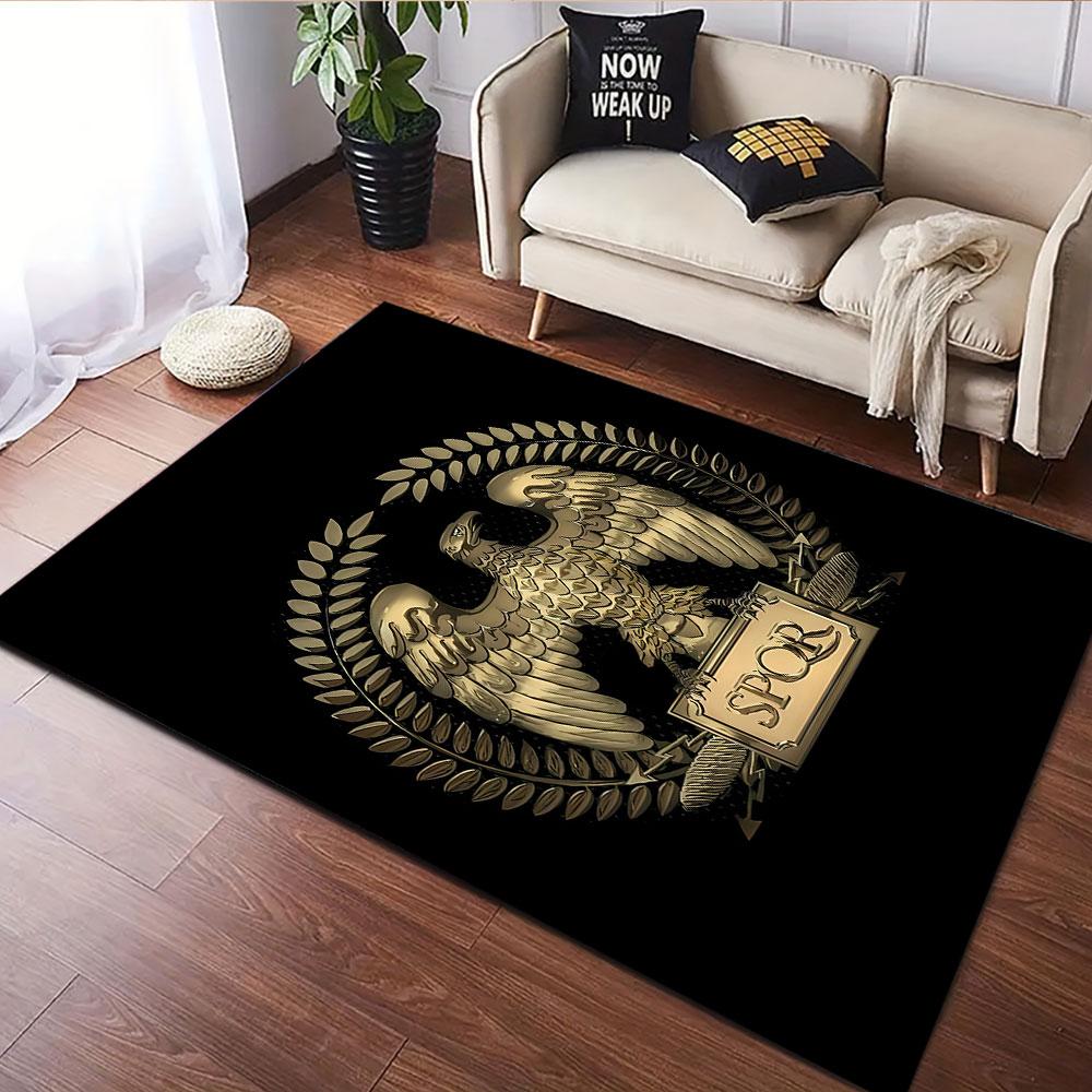 Roman Eagle with SPQR Emblem Patterned Carpet, Suitable As a Non Slip Play Mat for the Living Room and Bedroom Sofa