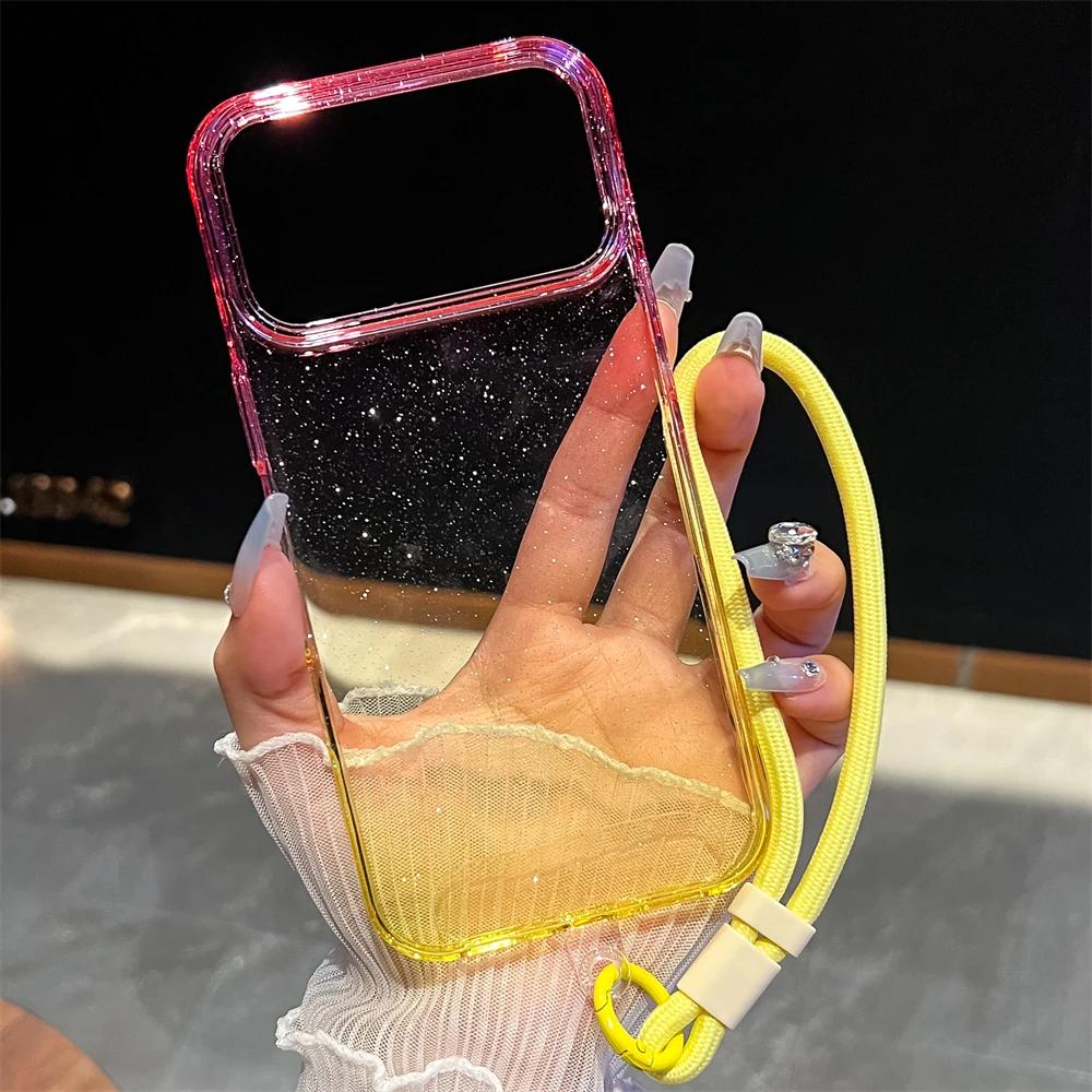 Luxury Dopamine Gradient Color Clear Acrylic Case For IPhone 17 Air 16 15 14 Plus 13 12 Pro Max Shockproof TPU Bumper Hard Cover