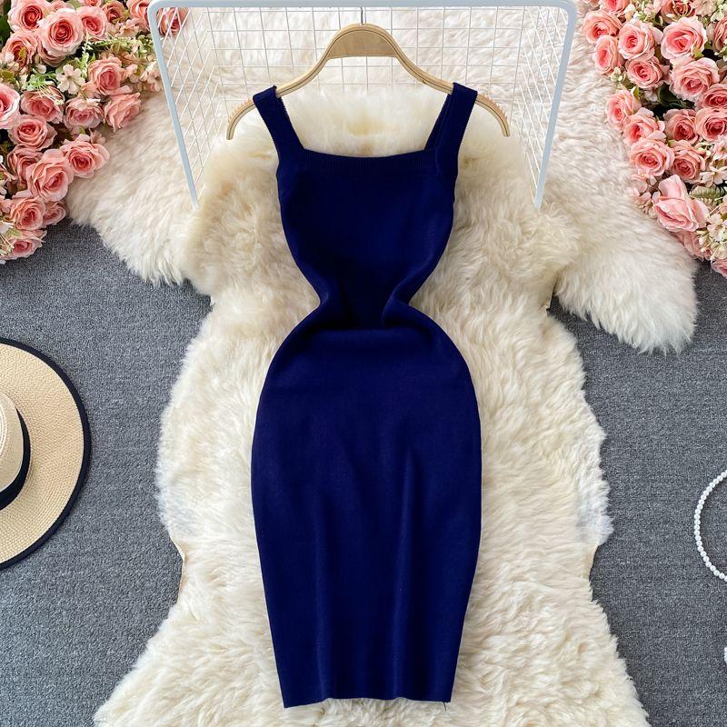 Dress Summer Stretch Silm A- line Knitting Vest