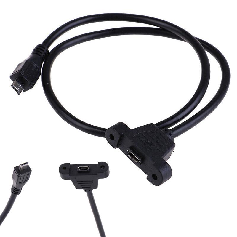 Extension cable plug to female panel installation screw Micro USB2.0 with