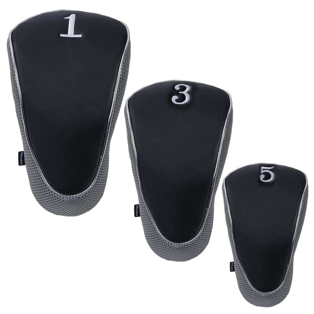 Andux Golf 460cc Driver Fairway Wood Club Headcover Hook & Loop Set of 3 (MT/MG10) (Gray)