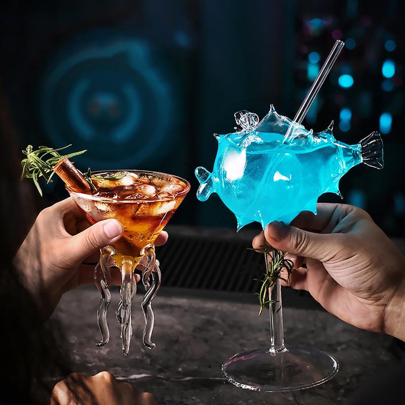 Kreatywny rozdymkowaty ośmiornica łabędź ptak kieliszek do koktajli przezroczysty kielich szklany ze słomką kieliszek do wina soku na imprezę bar klub nocny