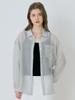 Leusejiem Classic Linen Sheer Shirring Shirt - Light Gray