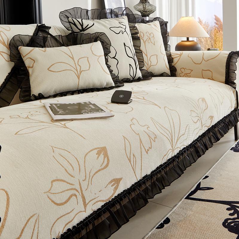 Light Luxury Sofa Cushion New Four Seasons Universal Chenille Straight Row Cushion Non-slip Sofa Cover Cover Cloth