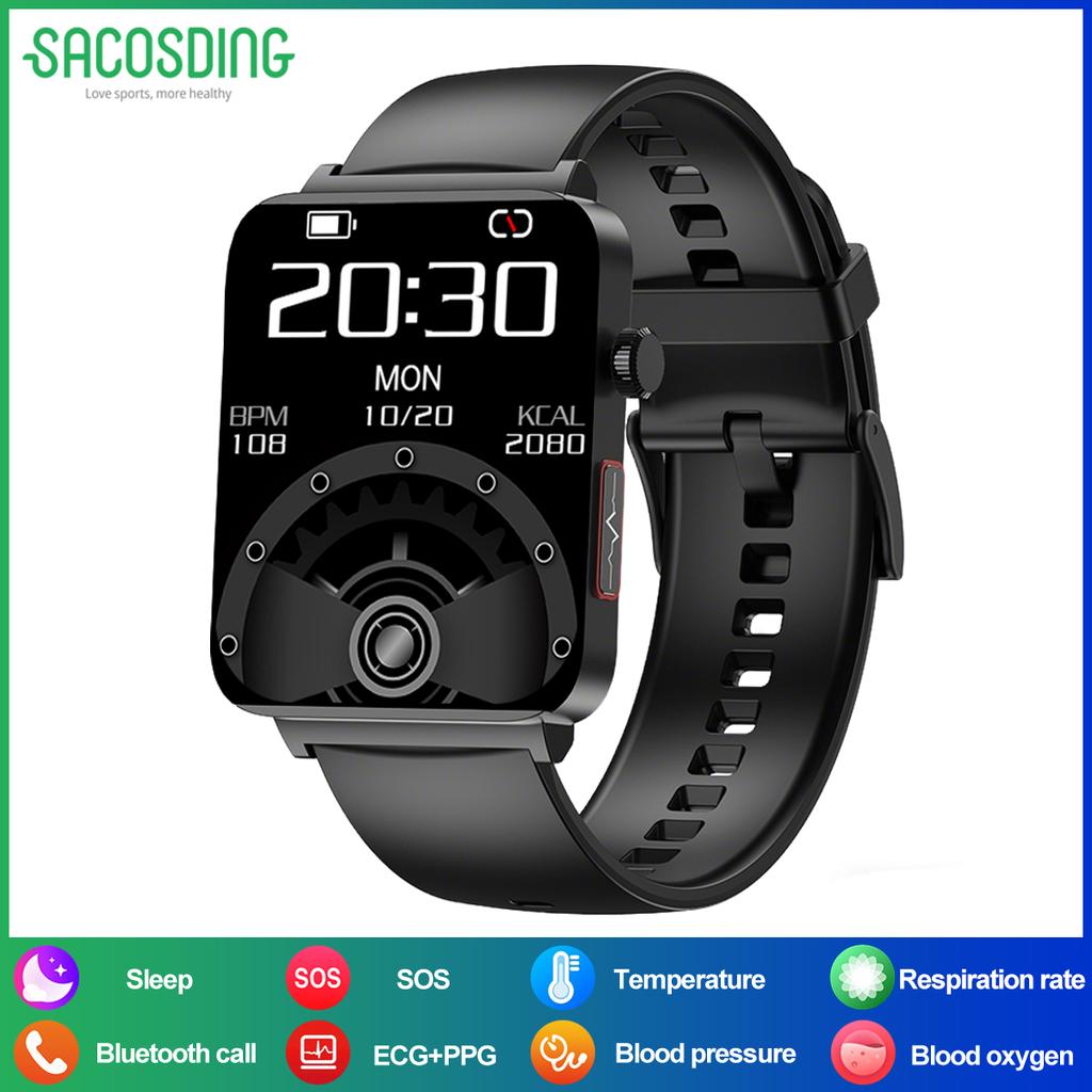 SACOSDING New ECG+PPG Smart Watch Blood Pressure/Oxygen Sleep Health Analysis BT Call Smartwatch Men Women For Androd iOS