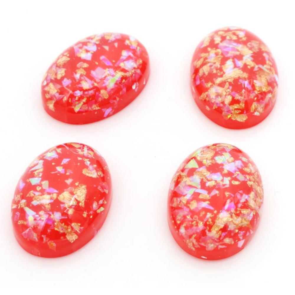 18x25mm 10pcs/Lot New Fashion Mix Color Built-in metal foil Flat back Resin Cabochons Cameo