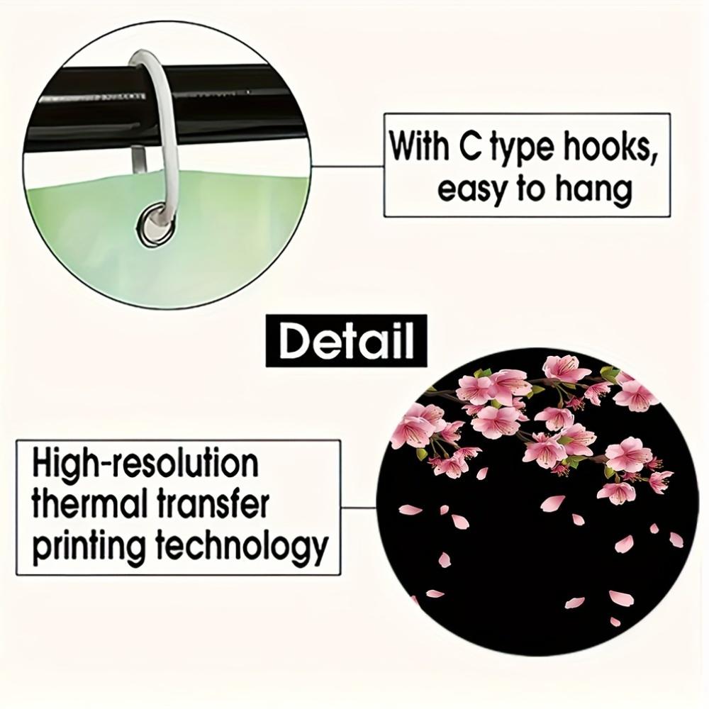 1/4pcs Luxury Plum BlossomWaterproof Shower Curtain Set Decorative Bathroom Set Non-Slip Carpet Toilet Cover Bath Mat And 12 Hooks