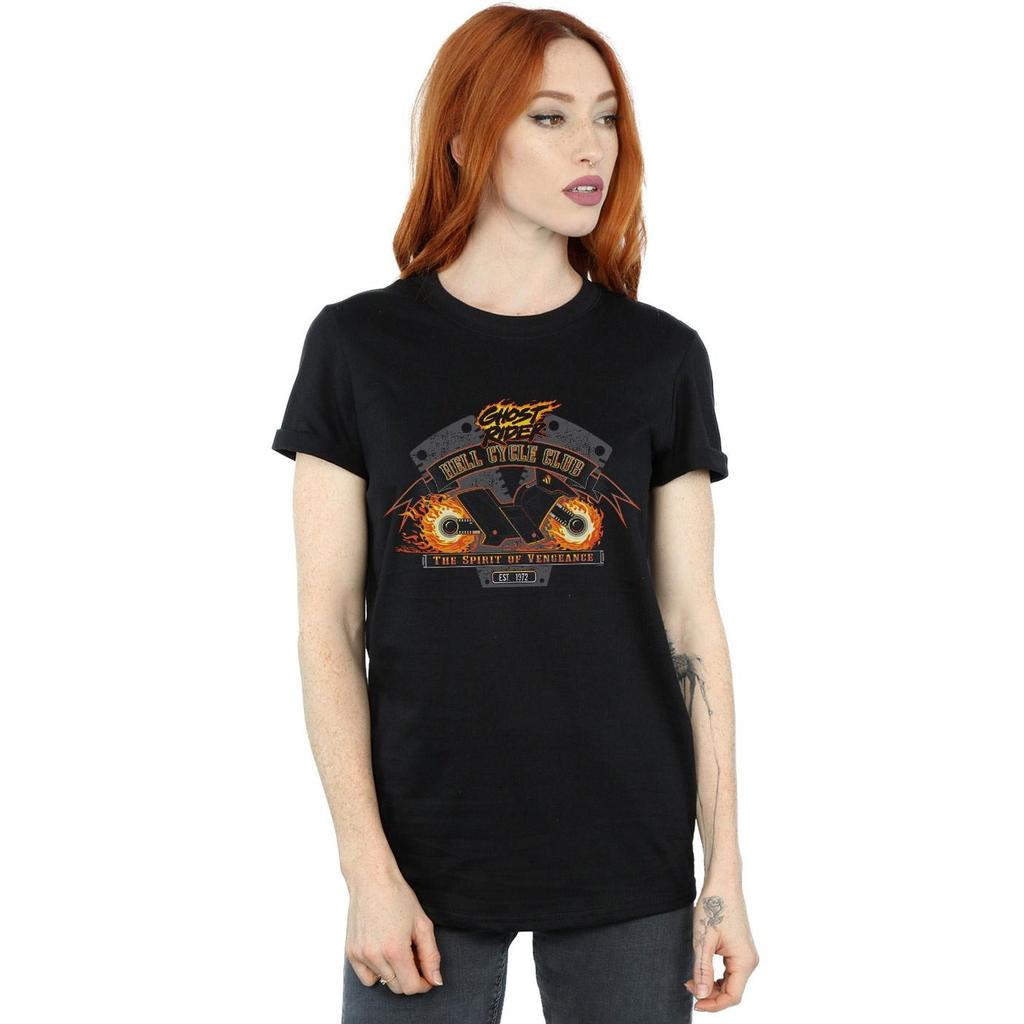 Marvel Womens/Ladies Ghost Rider Hell Cycle Club Cotton Boyfriend T-Shirt