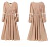 Early Autumn Women's Lady-like Temperament Dress V-Neck Vintage Long Skirt Gentle Style French Dress