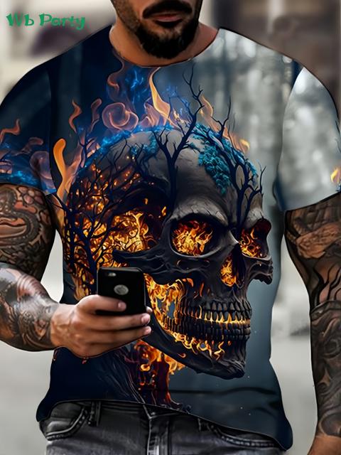 Vintage Skull Men Graphic T-Shirt Summer Street Men's Tops Fashion Round Neck Men Short Sleeve Tee New Oversized Men's Clothing