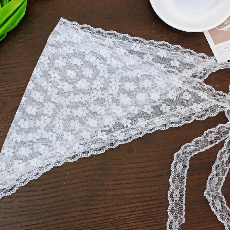 Elegant Floral Embroidered Triangular Scarf French Style Headscarf Soft Lightweight For Daily Wear & Parties
