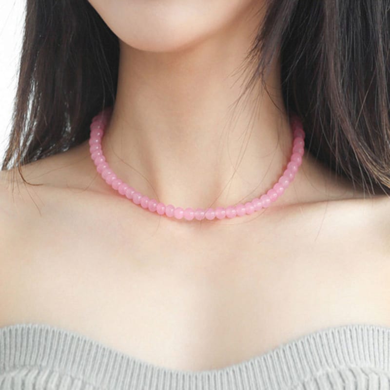 modernlike 14k gold pink amethyst gemstone necklace 6mm