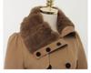 Women's Plus Size Wool Coat Medium Length Double Breasted Slim Fit Fur Collar Fashion Windbreaker Outerwear