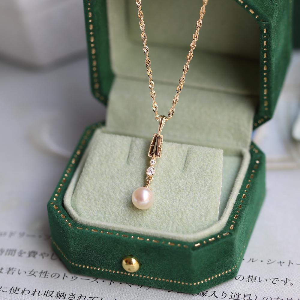 New 925 Sterling Silver  Smoky Quartz Freshwater Pearl  Necklace  Natural Gemstone Luxury Necklace for Woman 14K Gold Plated