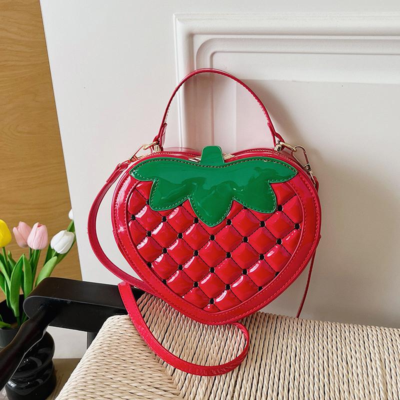 Süße 3D Erdbeer-Ananas Süße Umhängetaschen Mode Lustige Neuheit Jugend-Schultertaschen Kinder Mini Gewebte Fruchtförmige Handtasche