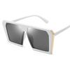 Fashion CE Certified UV400 Sunglasses Big Hexagon Flat Top Mirror Square Design Custom Logo Plastic Women Shades