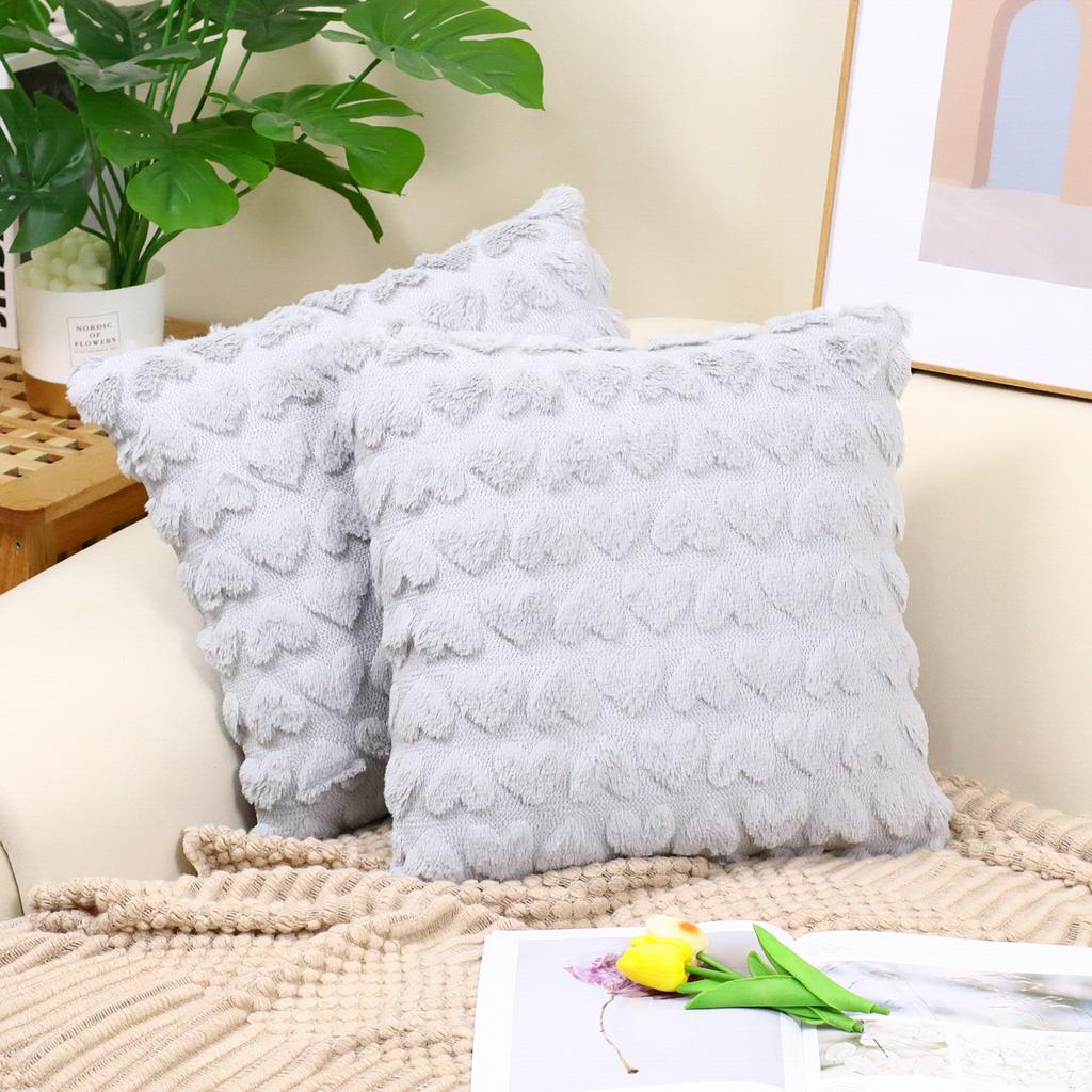 2pcs Cross Border Modern Minimalist Pillow Cover Long Plush Autumn Winter Living Room Sofa Heart Cushion Pillow Cover