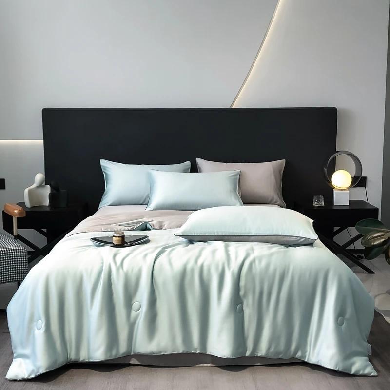 100% LYOCELL Silk Summer Quilt Solid Color Smooth Ice Cooling Comforter Silky Blanket Soft Cool Summer Blanket for Bed