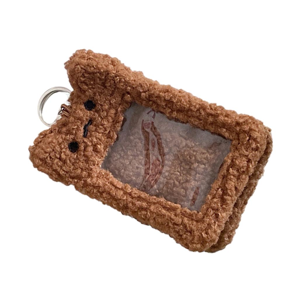Cute Rabbit Plush Photocard Holder Photo Card Protective Cover Case Keychain Pendant 3Inch Photo Protector Stationery