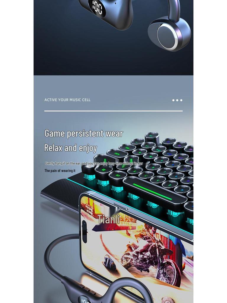 Fenshi 03 Bluetooth In-Ear Sports Air Conduction Earphones with Dual-Channel Stereo and Card Slot Compatibility.